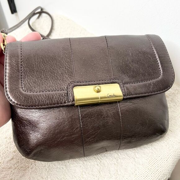 NWOT Coach Kristin Metallic Leather Crossbody Bag 45128 Bronze Brown Brass Gold - Picture 4 of 10